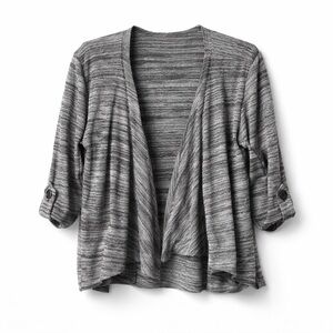 BCX Marled Gray Open-Front Cardigan